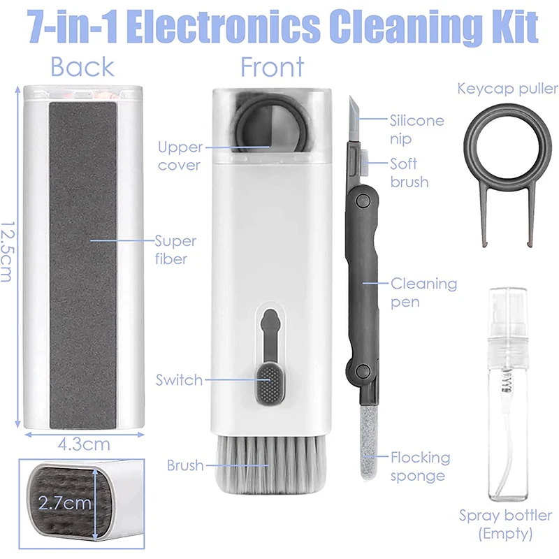 7-in-1 Computer Keyboard Cleaner Brush Kit Headset IPad Phone Cleaning Tools Earphone Cleaner Multifunctional Keycap Puller Kit