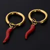 1Pair Stainless Steel korean Girl Red Chili Hot Pepper Fake Piercing Hoop Earrings Lucky Italian Horn Aros Boucle Mujer Jewelry 4