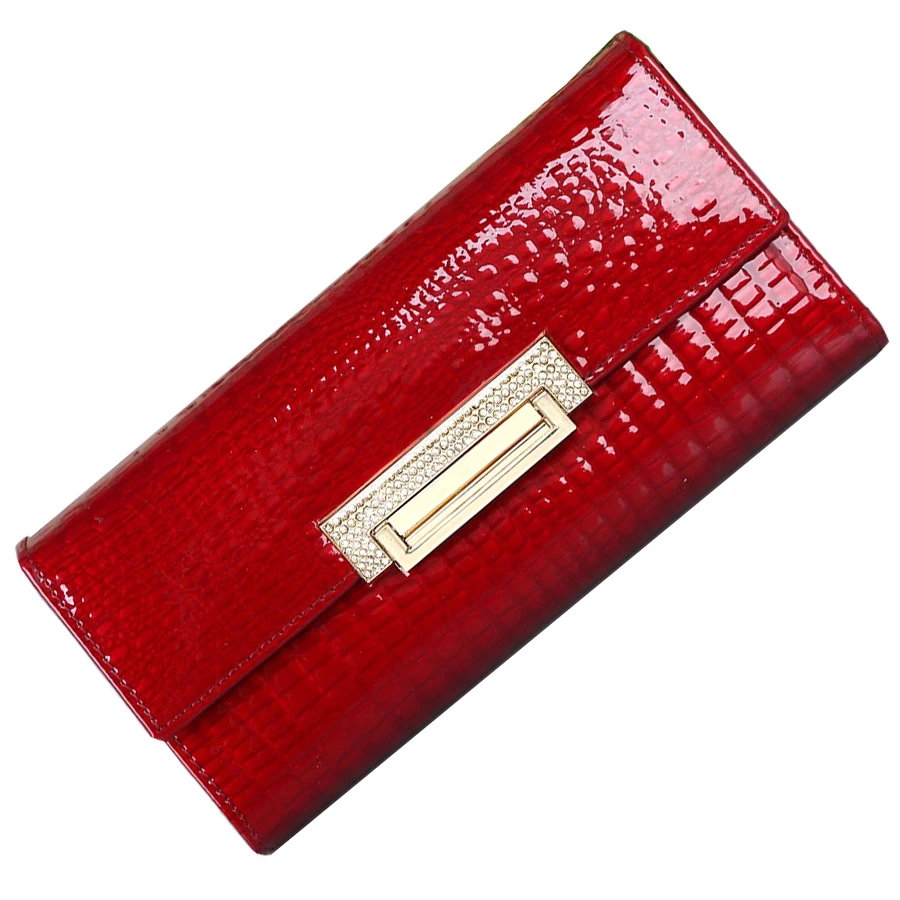 

Alligator Pattern Genuine Leather Wallet Woman Long Ladies Cowhide Purse Diamond Decorated Card Holder Clutch Bag