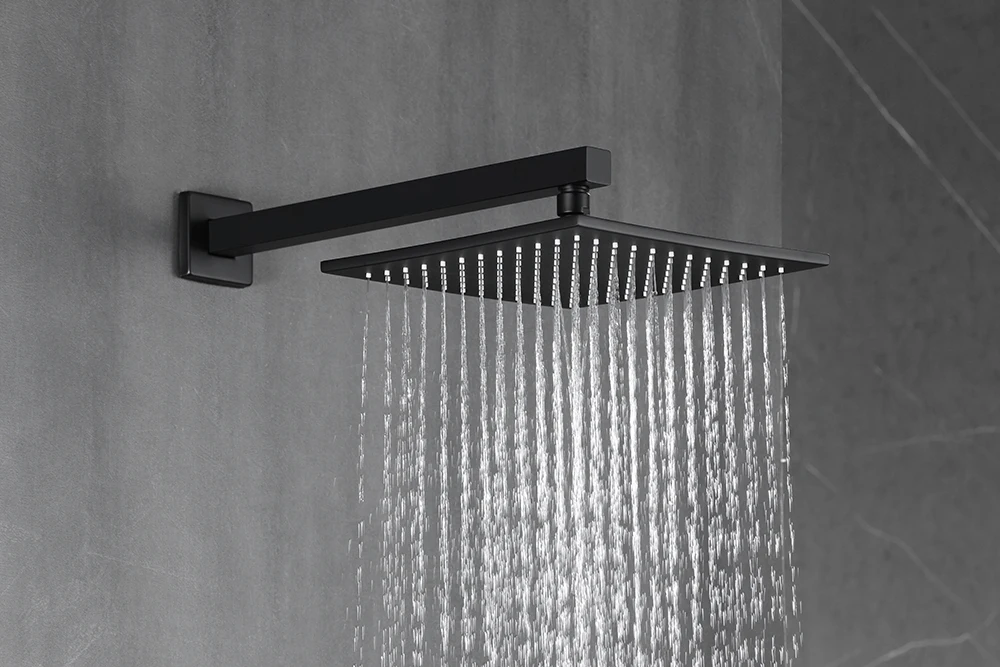 Description Picture 2 of item12 Inch Ceiling Rain Shower faucet Flush-Mounted shower head concealed mixer shower system faucet sets With body jets black