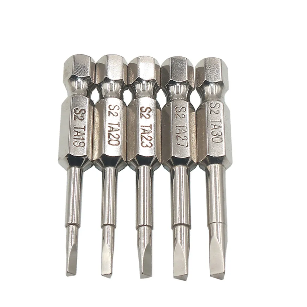 

1/4\\\\\\\\\\\\\\\" Hex Shank Alloy 50mm Tool Reliable Magnetic Triangle Head Screwdriver Bits Pack of 5 50mm Length Steel Alloy