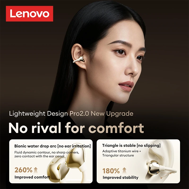 Lenovo RS106 OWS Ear Clip Bluetooth 6.0 Earphones Stereo Sound Sports Music Wireless Headphones Low Latency HD Call Earbuds New - Imagen 3