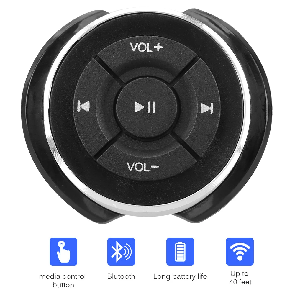 IOS Android Phone Tablet Motorcycle Bike Bluetooth Media Volume Button Car Steering Wheel Wireless Remote Controls