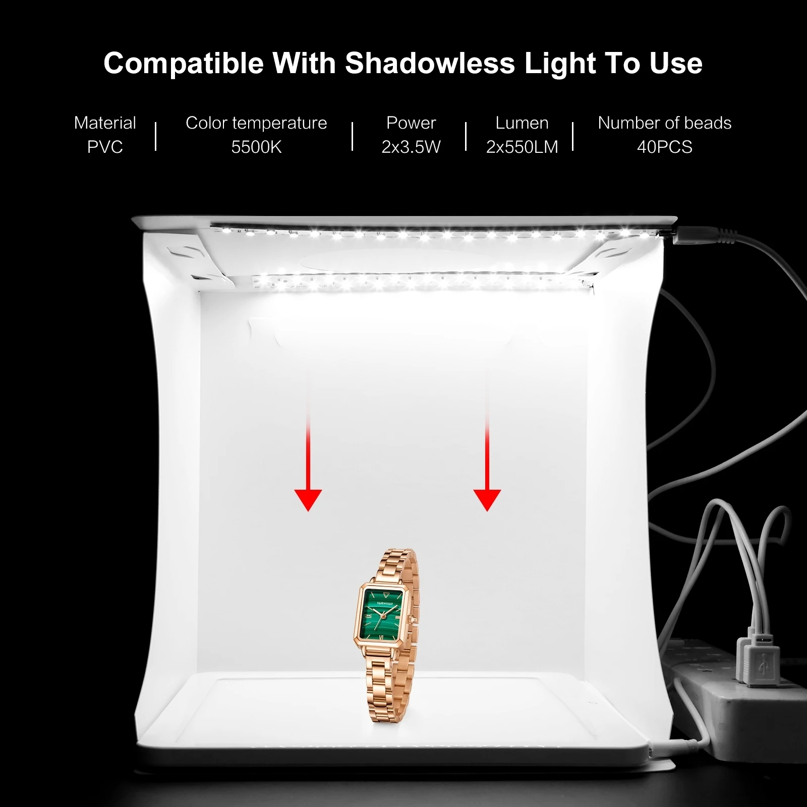 PULUZ 20cm Include 2 LED Panels Folding Portable 1100LM Light Photo Lighting Studio Shooting Tent Box Kit with 2 Colors Backdrop