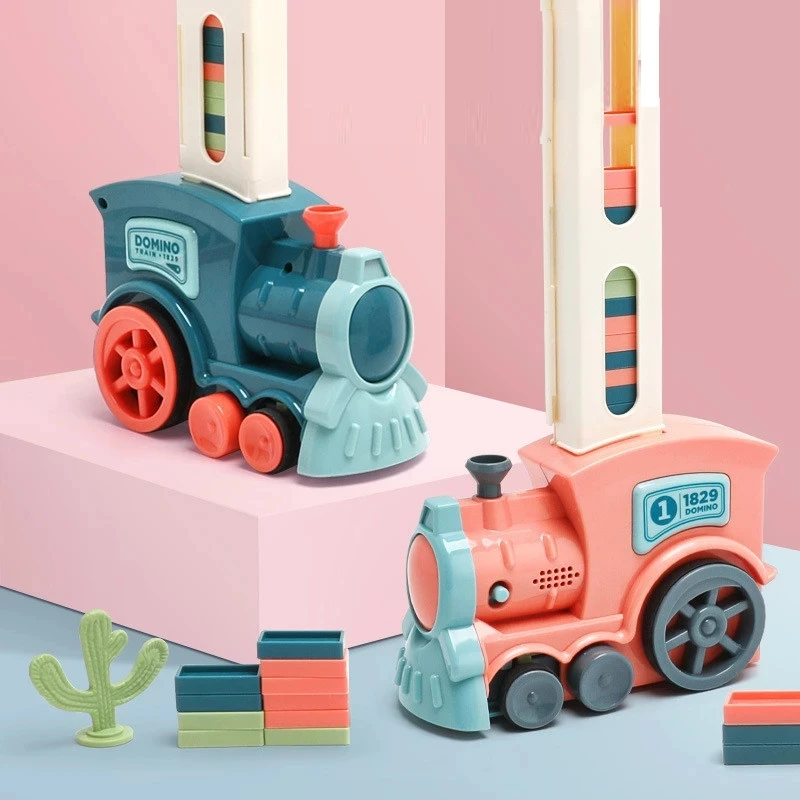 Creative Gifts For Kids Educational Toy For Kids Zller2587 Automatic Domino Train Toy,Tren EléCtrico Domino Tren De Piernas De Dominó AutomáTico con Luz Y Sonido 