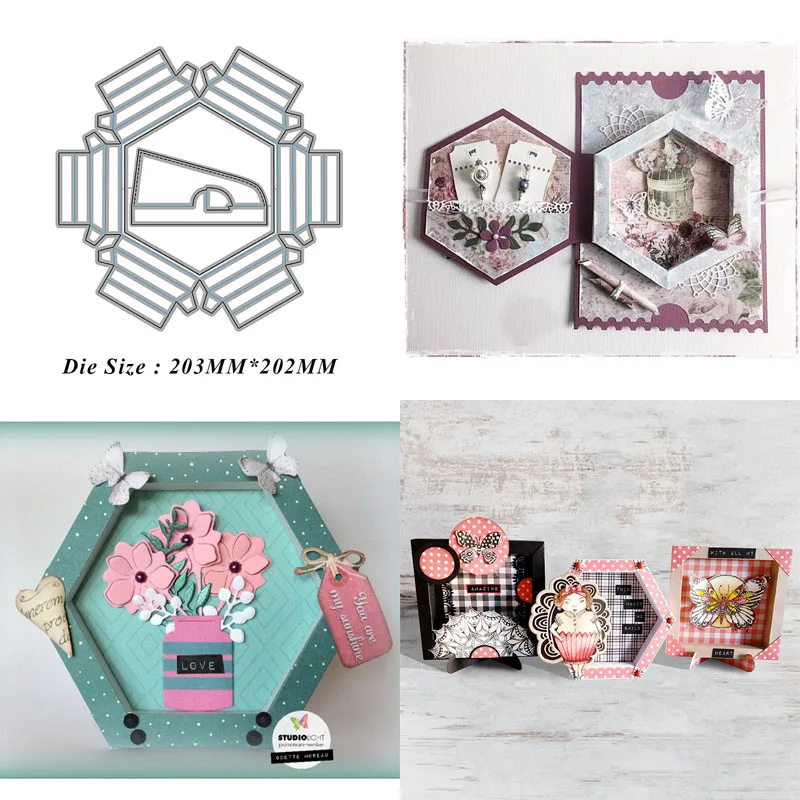

Hexagonal Photo Frame New Cutting Dies Metal Cut Dies Stencils Scrapbooking Photo Album Decorative Embossing DIY Paper Cards