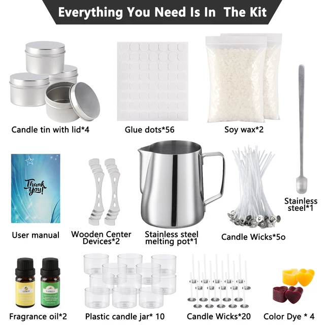 Simple DIY candle-making set, easy to make, with essential oil for aromatherapy, high-quality soy wax, handcrafted 3