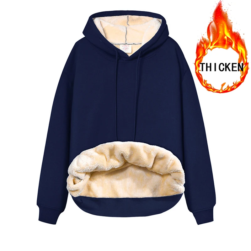 Winter Korean Style Hoodie Hooded Fleece Hoodies Harajuku Men Women Thick Pullovers Thicken Warm Sweater