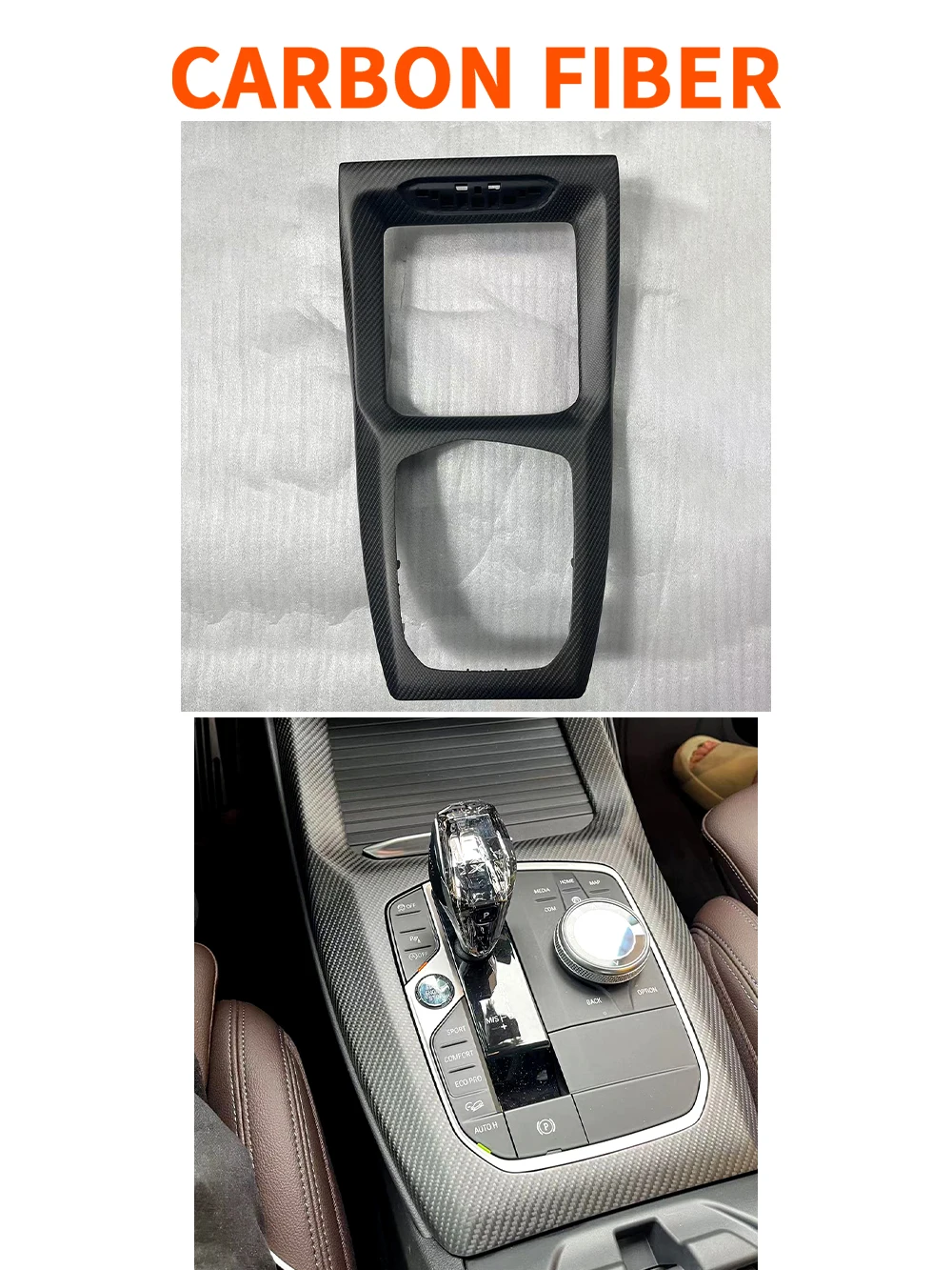 Gear Shift Knob Panel Frame Matte Dry Carbon Fiber Cover Trim For BMW X3 G01 X4 G02 X3M F97 X4M F98 2022 2023 Car Styling