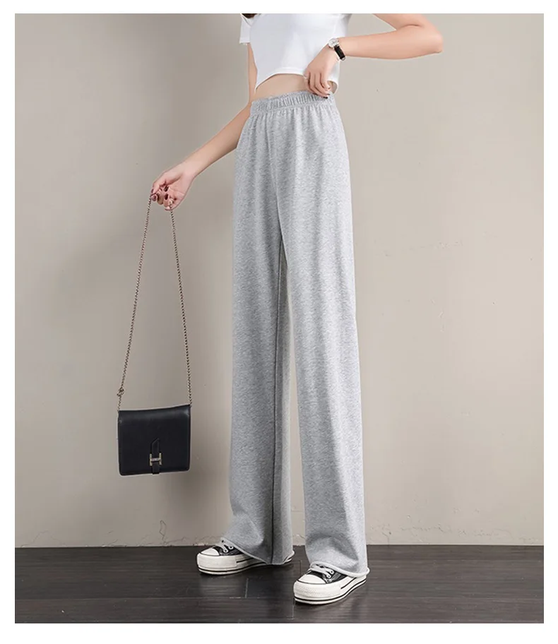 Women's trousers Women's high waist Korean fashion wide legs 2021 new loose sports pants capri dress