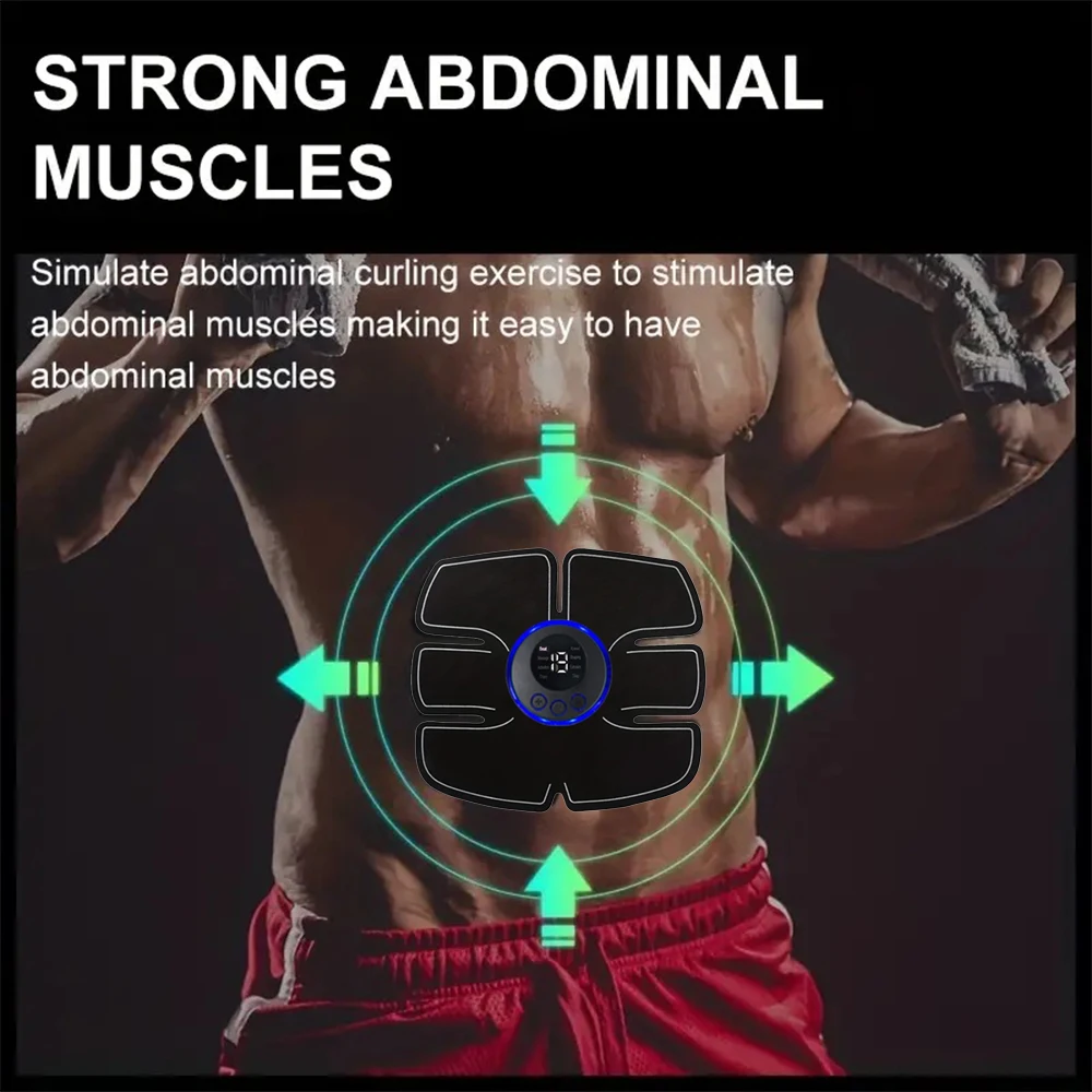 USB Rechargeable Muscle Massager Portable Abdominal Fitness Patch Shaping Massage Wireless LCD Display Massager to Relax Fatigue