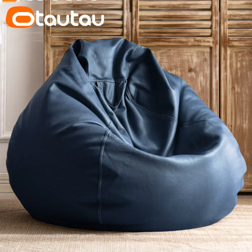 OTAUTAU 인조 가죽 배 빈 백 푸프 커버, 필러 없음, 편안한 빈백 소파 퍼프 백, 바닥 좌석 체이스 라운지 의자 DD004, 3 피트, 4 피트