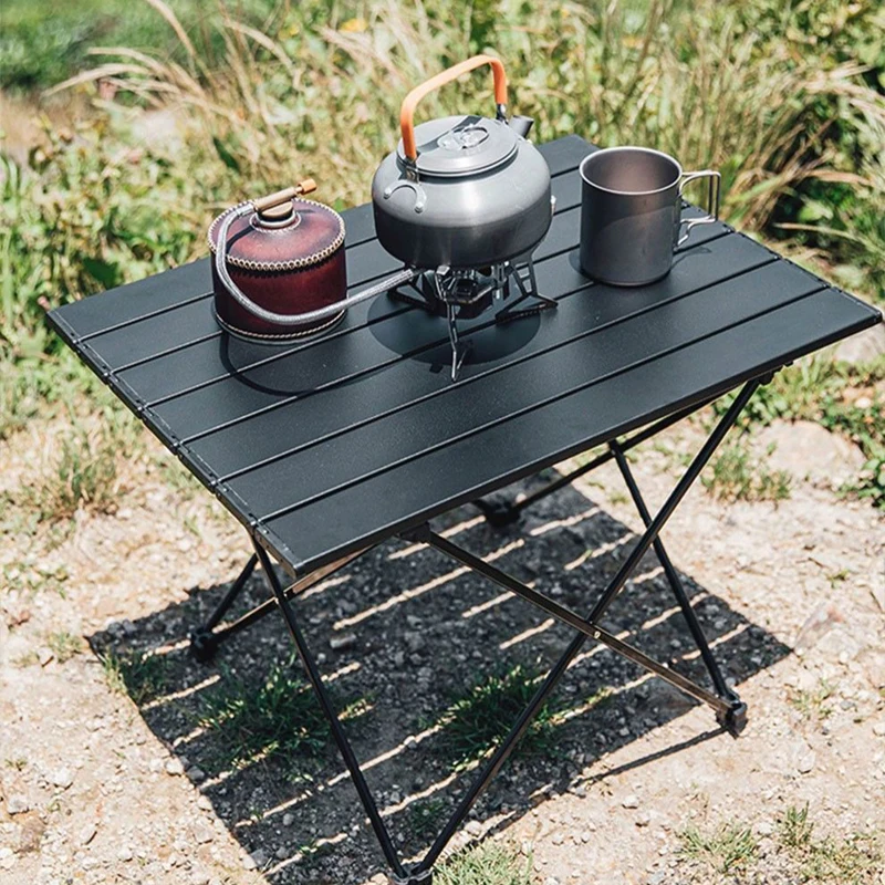 Outdoor Folding Camping Desk Aluminum Alloy Egg Roll Table Lightweight Portable Picnic Patio Furniture with Stable Structure