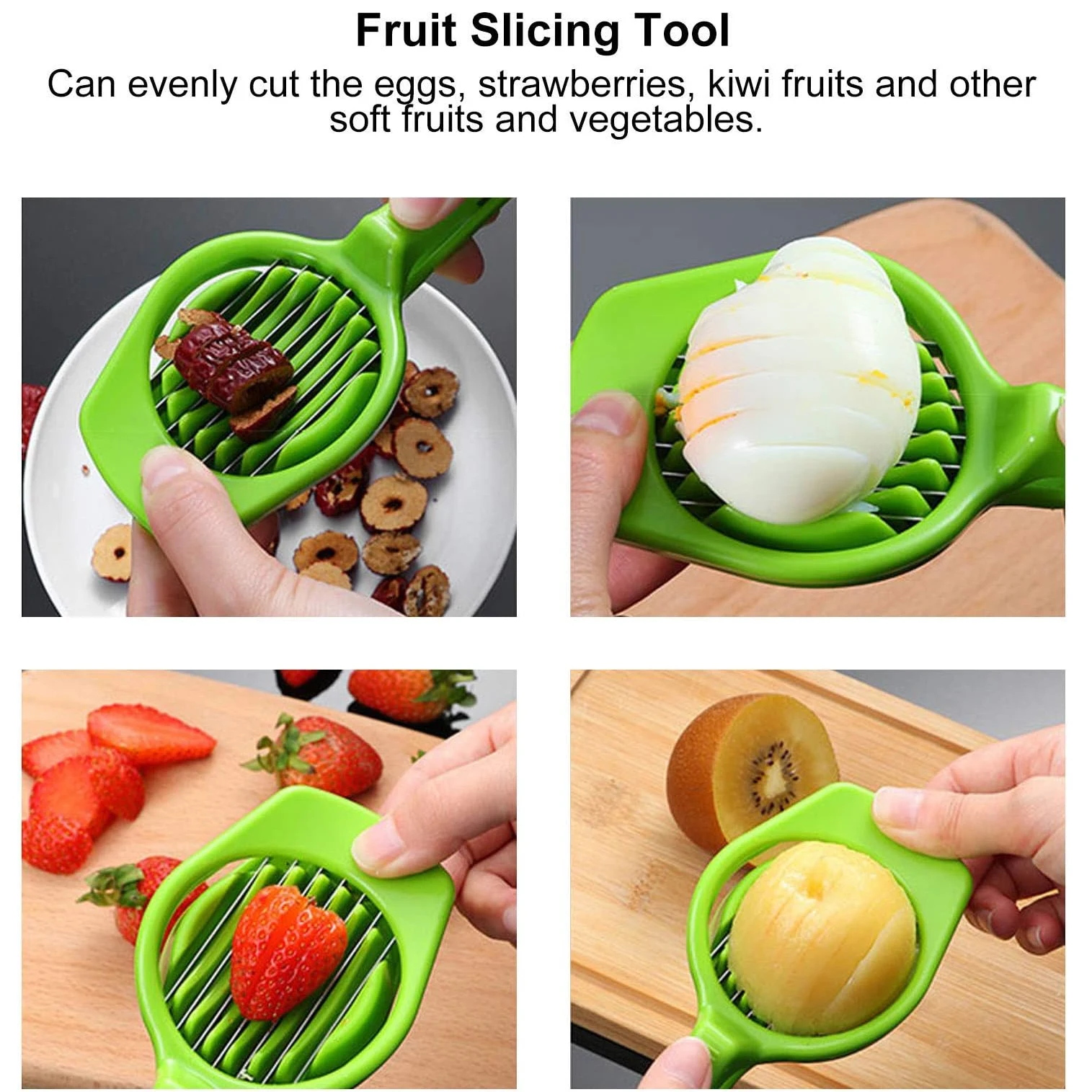 Stainless Steel Egg Slicer Handheld Mushroom Kiwi Divider Tomato Cutter Multifunction Slicing Fruit Vegetable Mold Kitchen Tool