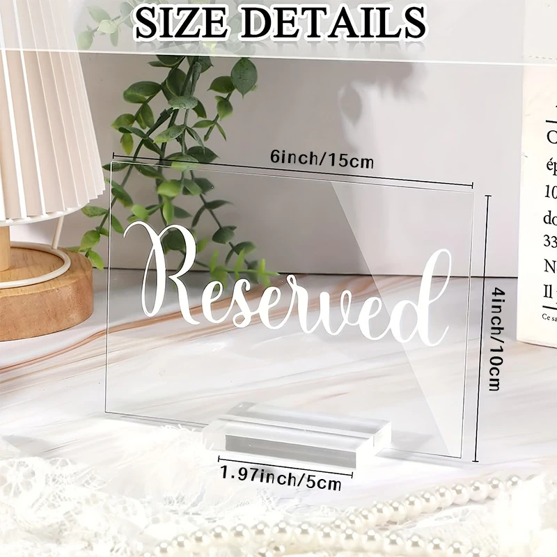 2 Sets Clear Acrylic Reserved Table Signs with Holder Perfect for Weddings Restaurants and Events Decor for Christmas and More