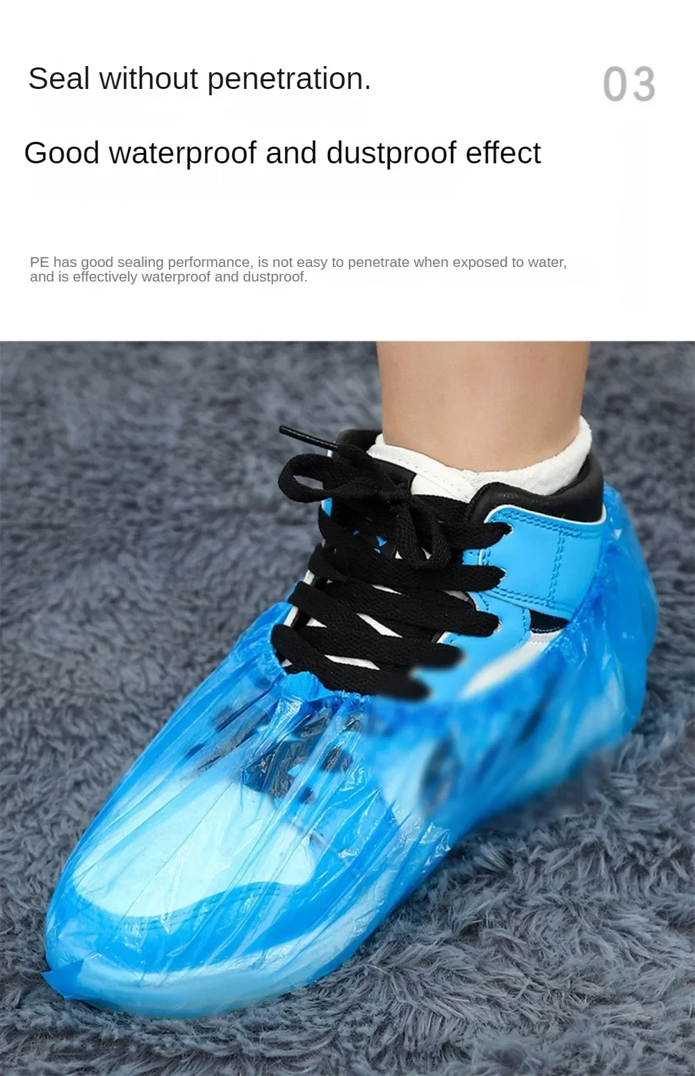 Description Picture 2 of itemPlastic Disposable Shoe Covers Cleaning Overshoes Outdoor Rainy Day Carpet Cleaning Shoe Cover Waterproof Shoe Covers