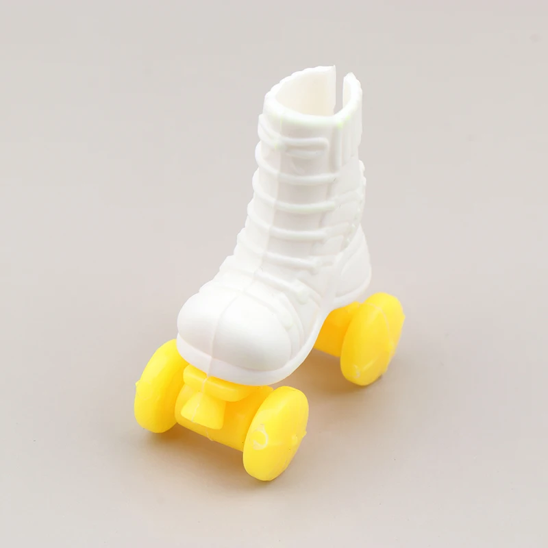 Mini Pink and White Roller Skates for Dolls - Fashionable Short Boots Toy Accessories