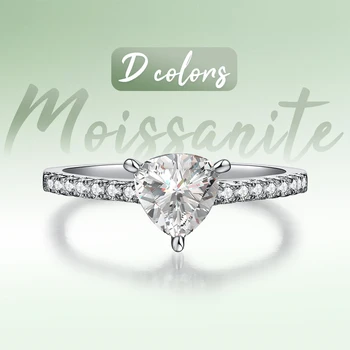 Anillo clásico de moissanita triangular con microincrustaciones 1