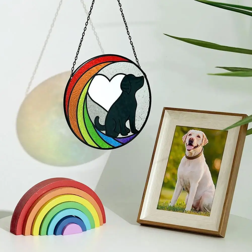 Dog Memorial Pendant Bright Color Fade-resistant Puppy Memorial Suncatcher Meaningful Hanging Remembrance Ornament Pet Supplies