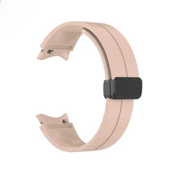 Magnetic Buckle Silicone Watch Band Strap - 6Classic 43mm 47mm (Sand Pink B)