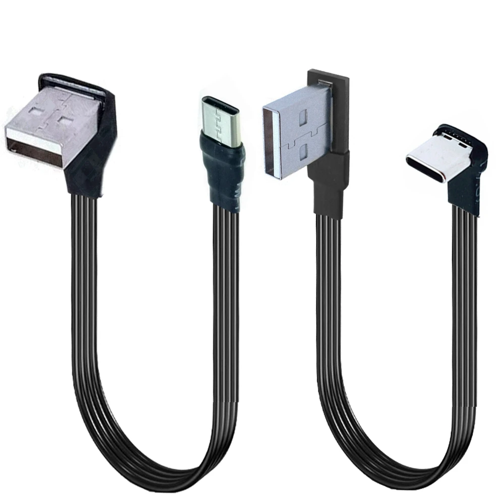 1M 2M 3M 5CM USB-C 유형 C 남성 위로 아래로 각도 90도 USB 2.0 남성 데이터 케이블 USB 유형-c 플랫 케이블 0.1m/0.2m/0.5m