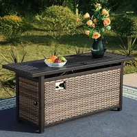 56 INCH Propane Fire Pit Outdoor Fire Table,with Fire Glass, Lid,  Garden, CSA Certification,50,000 BTU Gas Fire Pit Table 1