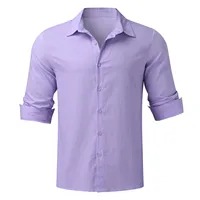 Spring Men Shirts Loose Linen Solid Long Sleeve Turn-Down Collar Button Retro Autumn Shirt For Male Blouse Sexy Tops Wholesale - Image 5
