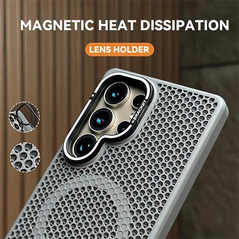 Luxury Breathable Mesh Magnetic Stand Cooling Shockproof Holder Case