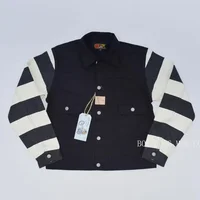BOB DONG Black White Stripes 507XX Canvas Jacket Vintage Rugged Style Biker Coat Men 1