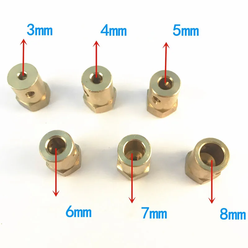 2/3/3.17/4/5/6/7/8mm Hexagonal Brass Shaft Coupling Motor Transmission Connector Screws Wrench Model Car Wheels Tires Shaft flexible coupling shaft coupler shaft connector rigid shaft coupler
