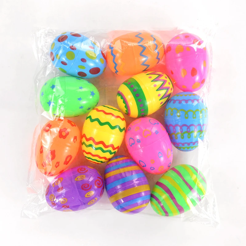 12Pcs Easter Fillable Opening Egg Colorful Plastic Eggs Kids Favors 2024 Easter Party Home Decorations Candy Gift Packaging Box