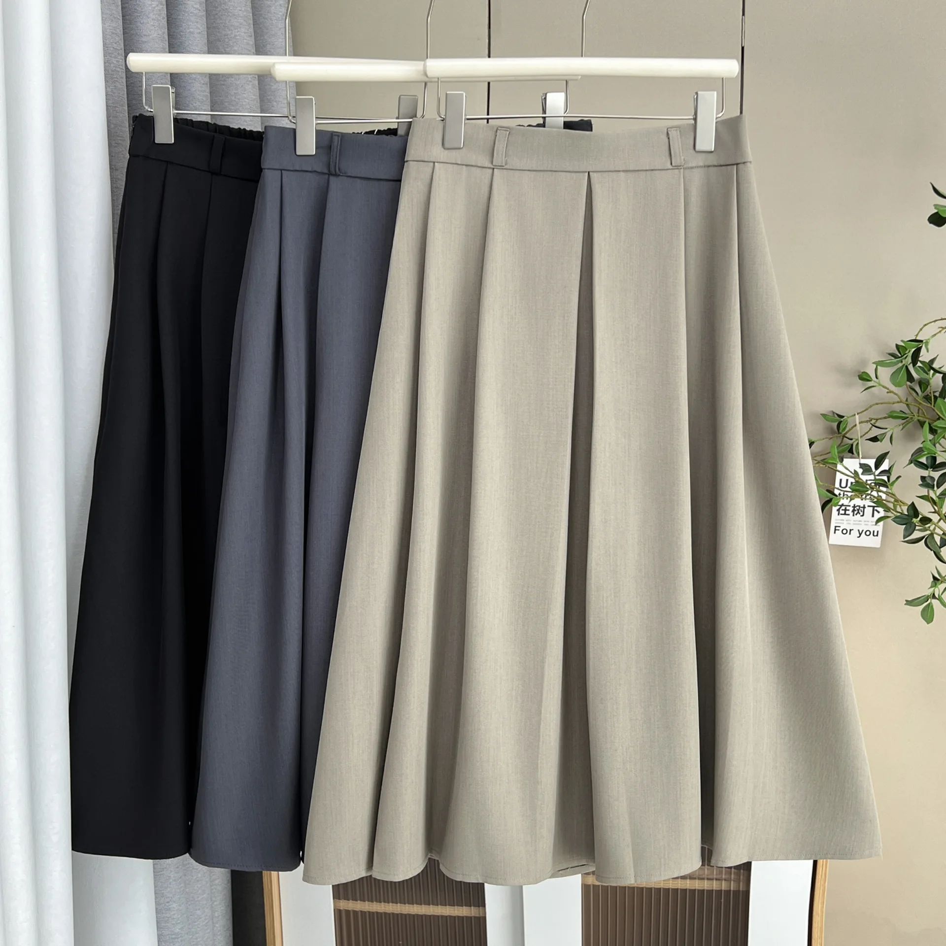 XXXXL Fashion Plus Size Women's Skirts Autumn New Preppy Style high-waisted Pleated Elegant A-line Skirt