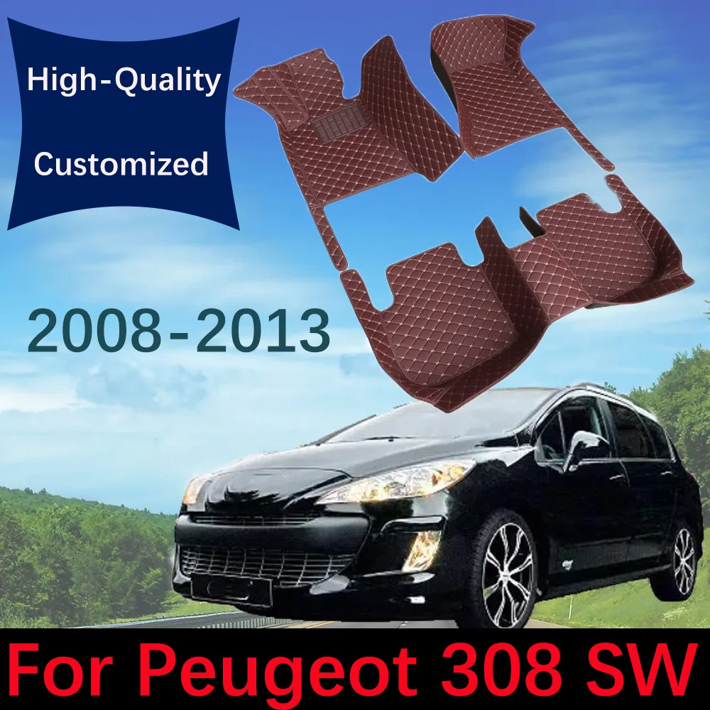 

Leather Car Floor Mats For Peugeot 308 SW 2008 2009 2010 2011 2012 2013 Custom Automobile Carpet Rugs Foot Pads Accessories