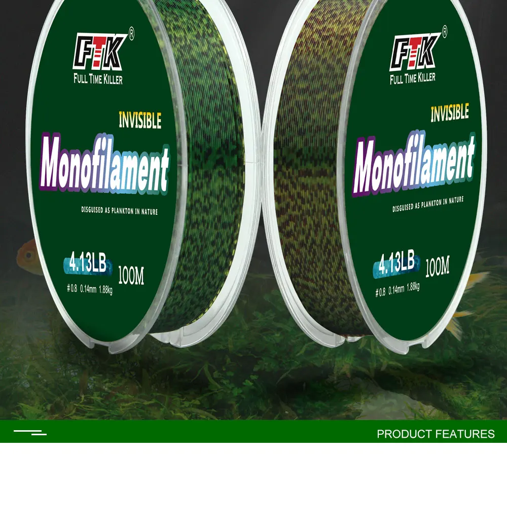 Superstarke gefleckte Schnur, 100 m, unsichtbare Angelschnur, Angelschnur mit Fluorkohlenstoffbeschichtung, 0,20 mm–0,50 mm, 4,13 lb-34,32 lb – Detail 2