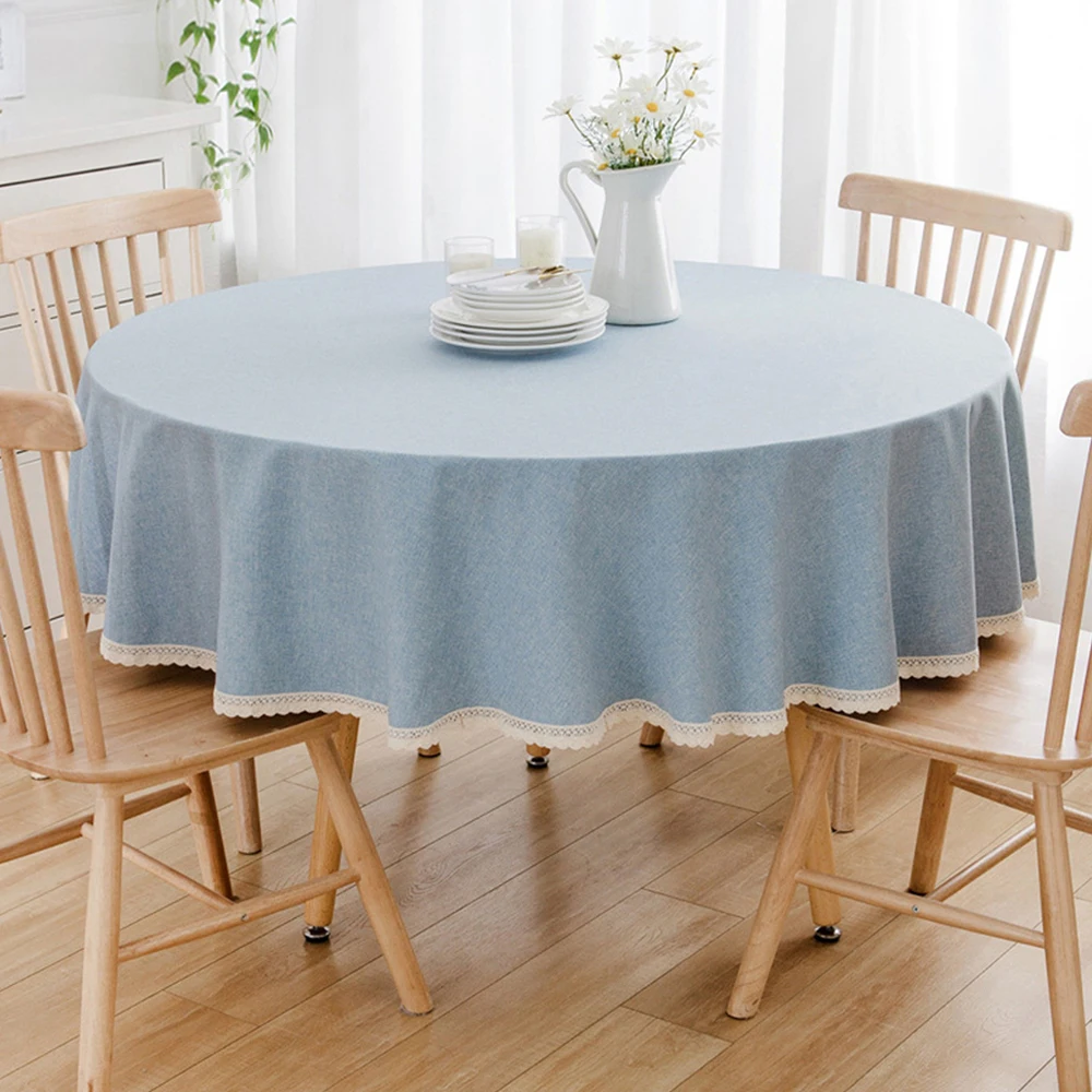 

Round Tablecloth Waterproof Oil-Proof Table Cover Lace Solid Color Hotel Dining Table Cloth Wedding Dining Tablecloth Decor