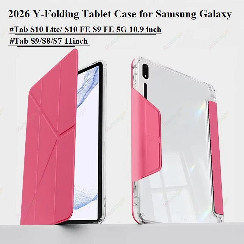 Slim  Y-Folding Case with Clear Acrylic Back and S Pen Holder