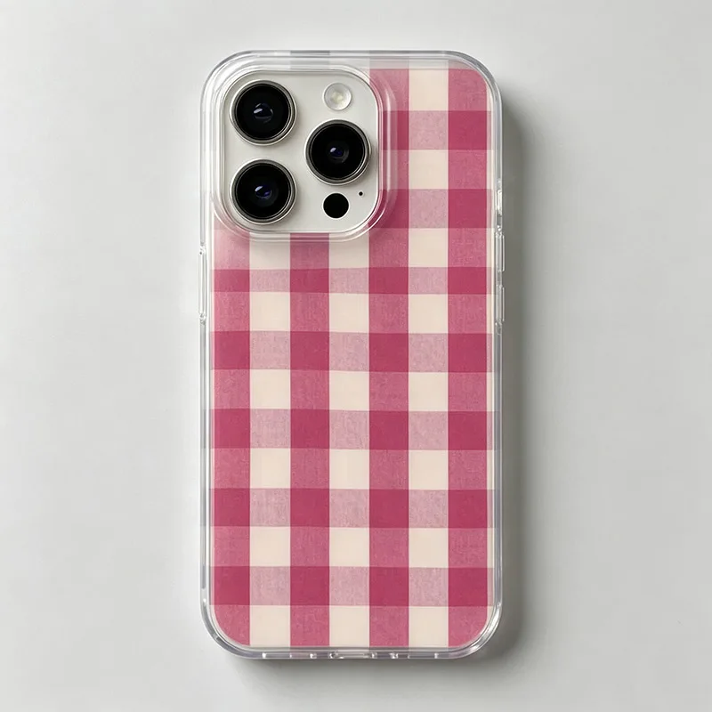 Y2K Plaid Gingham Clear Phone Case