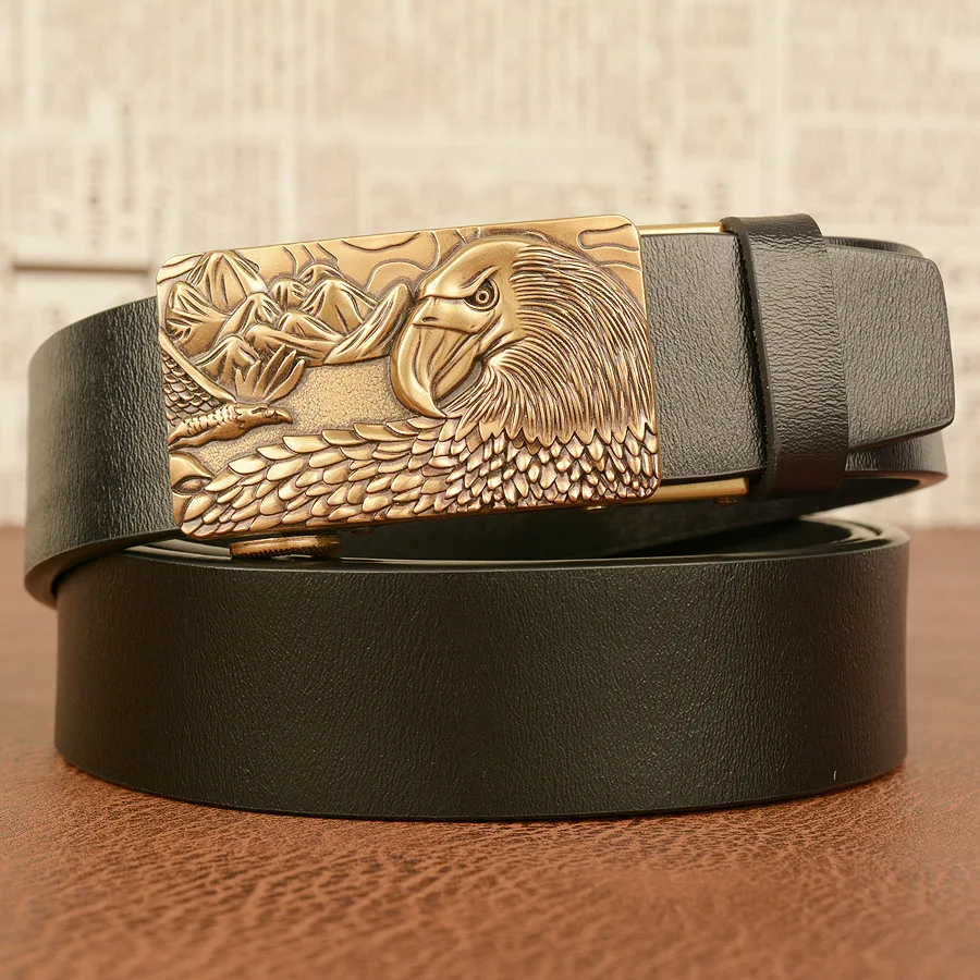 

Eagle automatic buckle cowhide men's belt, personalized casual jeans with youth belt