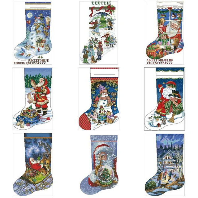 Christmas Socks Patterns Counted 11ct 14ct 18ct Diy Cross Stitch Sets  Wholesale Cross-stitch Kits Embroidery Needlework - Cross-stitch -  AliExpress