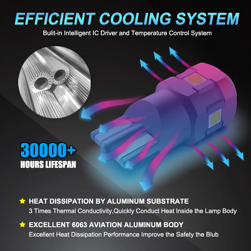 2x194 T10 LED  6000K  168 T10 W5W 3030   ȣ  Ʈ  LED Ĩ   ̽ 