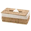 Hot Creative Handmade Rattan Tissue Box Household Paper Storage Basket Home Decoration Khaki Floral Style 1 PCS  napkin holder 6