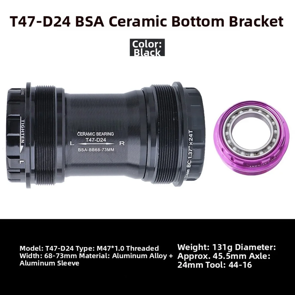T47 바텀 브래킷 MTB 센트럴 무브먼트 자전거 센트럴 무브먼트 산악자전거 BB 68-73MM 자전거 BB 세라 씰 베어링 액세서리