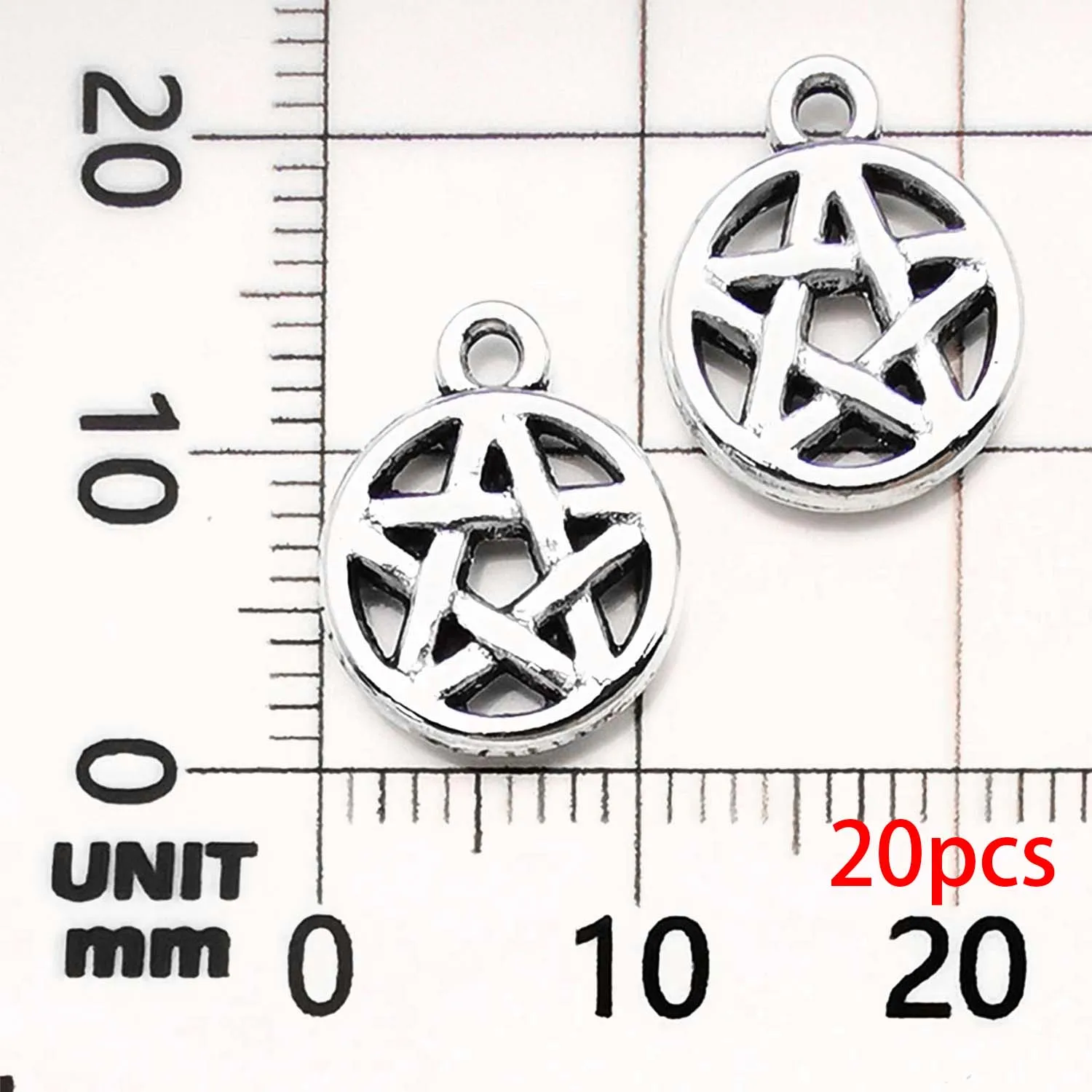 10/50 Pieces Metal Pentagram Star Pendant Necklace Earring Keychain Charm , Handmade Jewelry Finding Antique Bronze Silver Gold Color AM0453