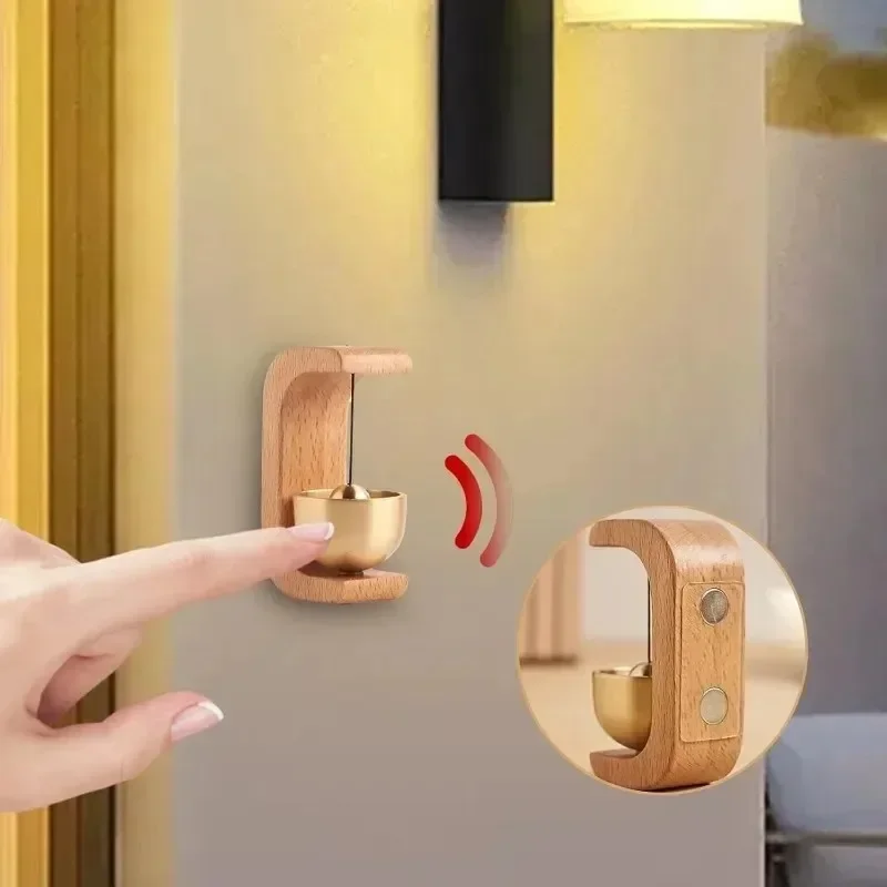 Magnetic Brass Doorbell Wireless Doorbells Solid Wooden Wind Chimes Entrance Door Bells Hanging Pendants Home Decoration Gifts 4
