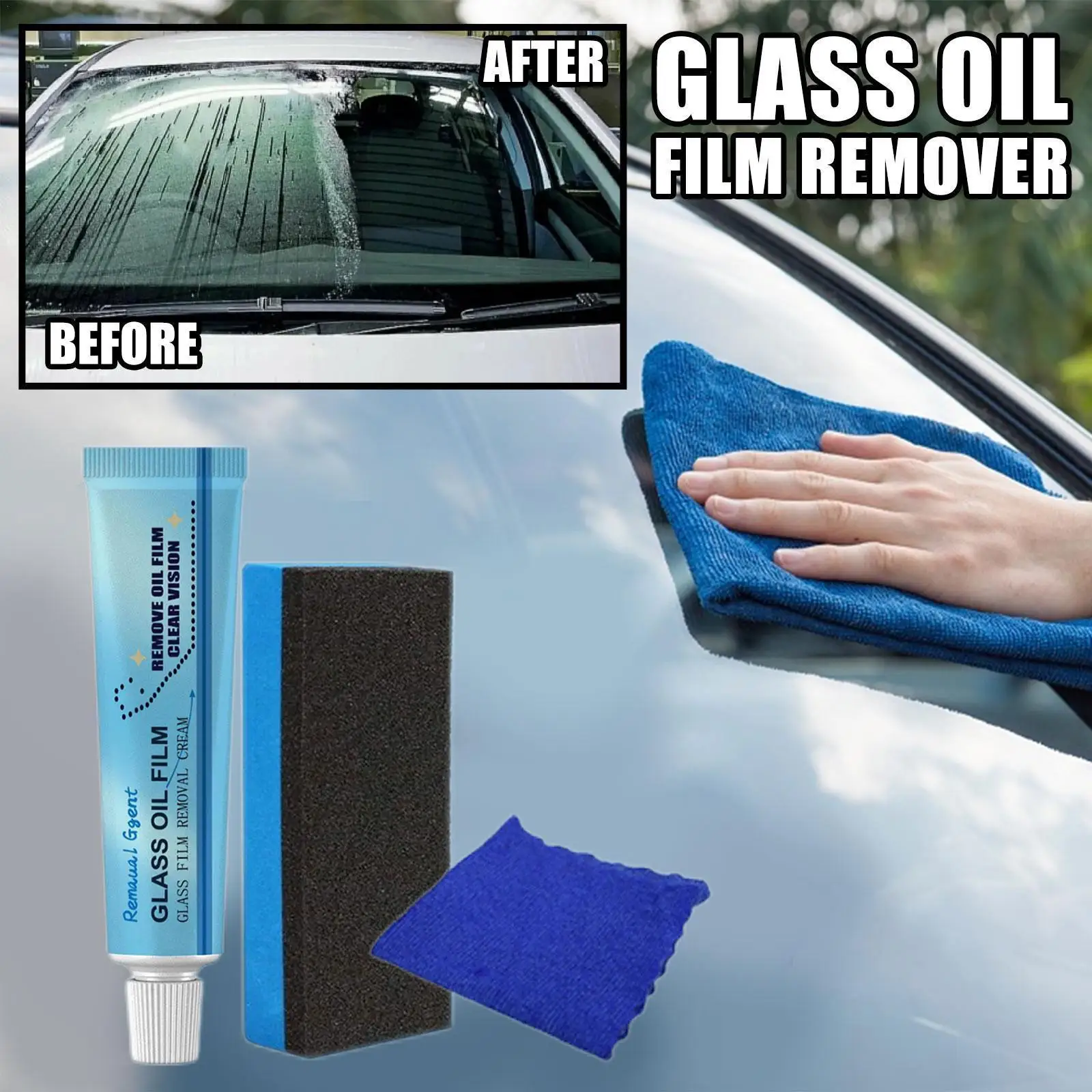 

1/3pc Car Glass Polishing Degreaser Cleaner Auto Windshield Cleaner Accessory Removing Oil Auto Window Cleaning Film Clean B5O0