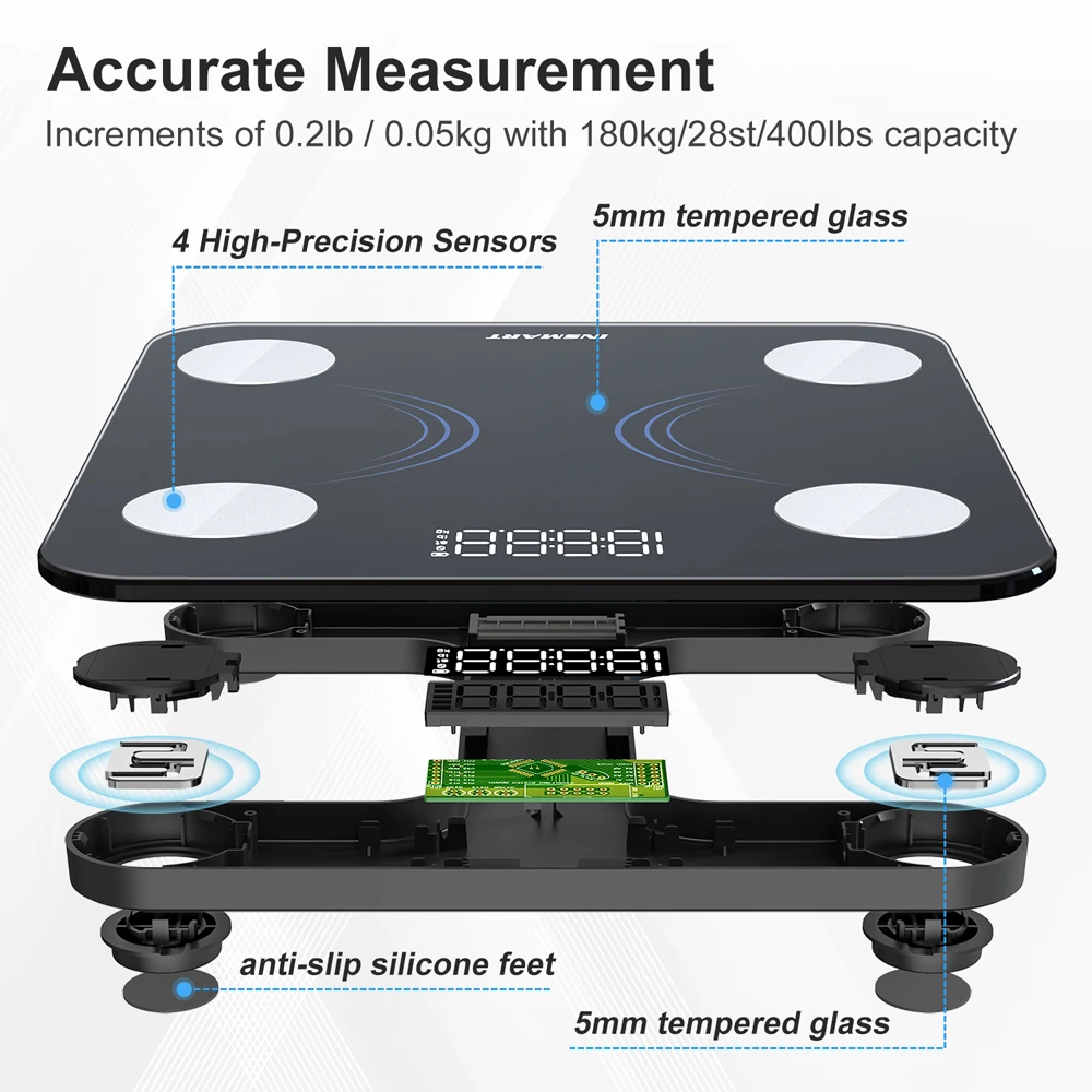 INSMART Digital Weight Scale Bathroom Scale Smart Body Balance Body Fat Professional Electronic Digital Weight