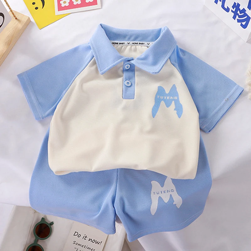 Children Clothing  Kids Clothes Quick Drying Polo Shirt Sets Boys T-shirt Shorts Summer Cotton Short Sleeve Fashion Suit2PCS 1