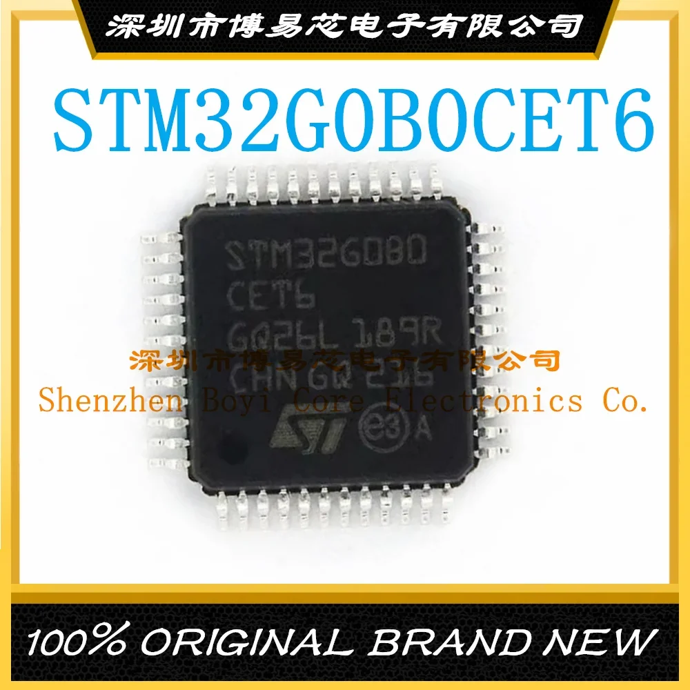 STM32G0B0CET6 CPU core: ARM-M series Program storage capacity: 512KB Number of GPIO ports: 43 Working voltage range: 2V~3.6V