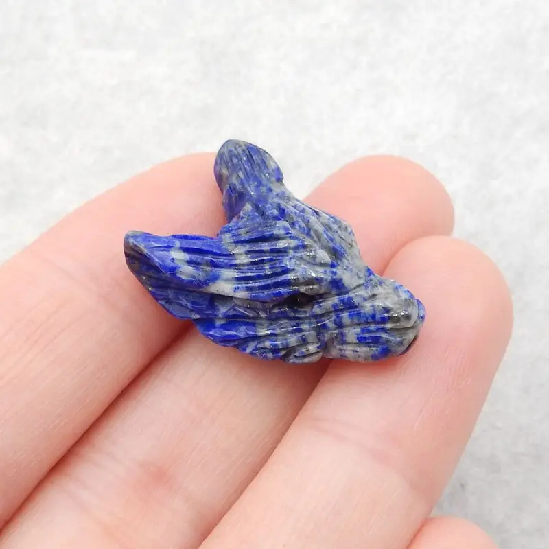 Natural Stone Lapis Lazuli Handmade Animal Wolf Head Fashion Pendant Bead Necklace Accessories 25x16x11mm 5g