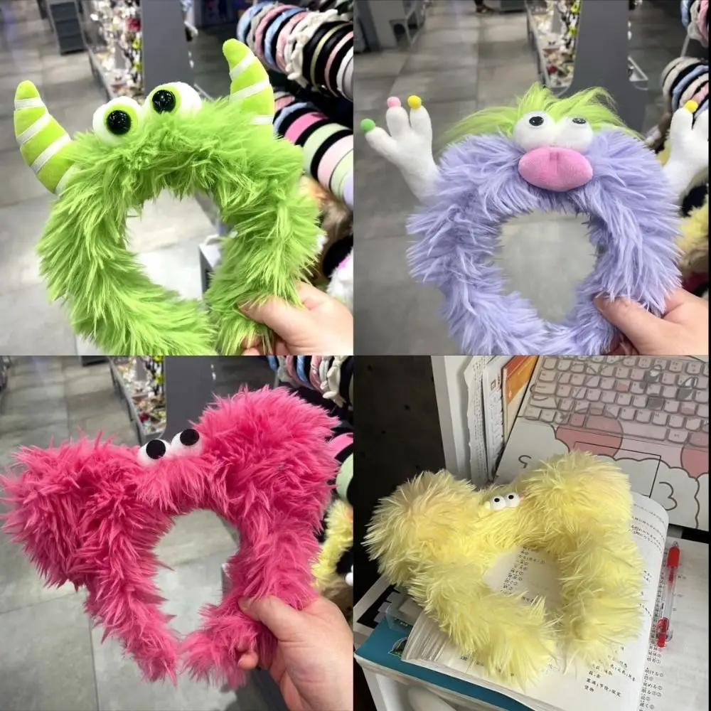 

Cute Ugly Doll Hair Hoop Headwear Cartoon Funny Long Hair Makeup Plush Headband Hair Bundle Women Girls